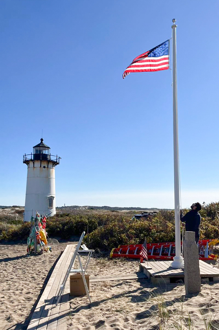 Race Point Light's new flagpole