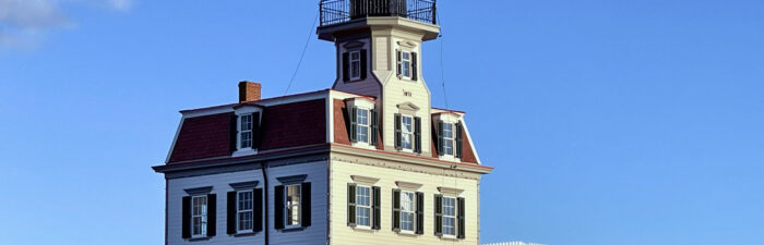 New shutters on Pomham Rocks Lighthouse